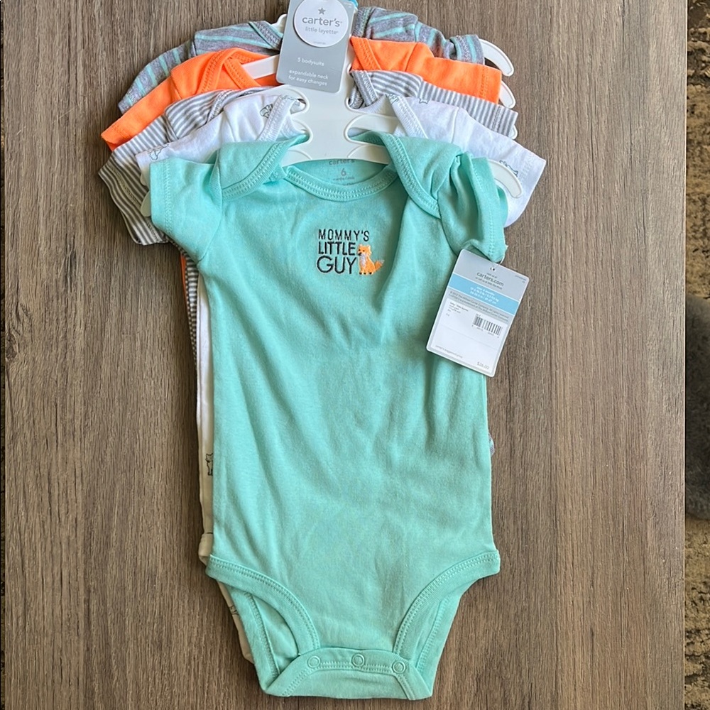 BNWT Carter's Mint 'Mommy's Little Guy' Fox Short-Sleeve Onsie Set